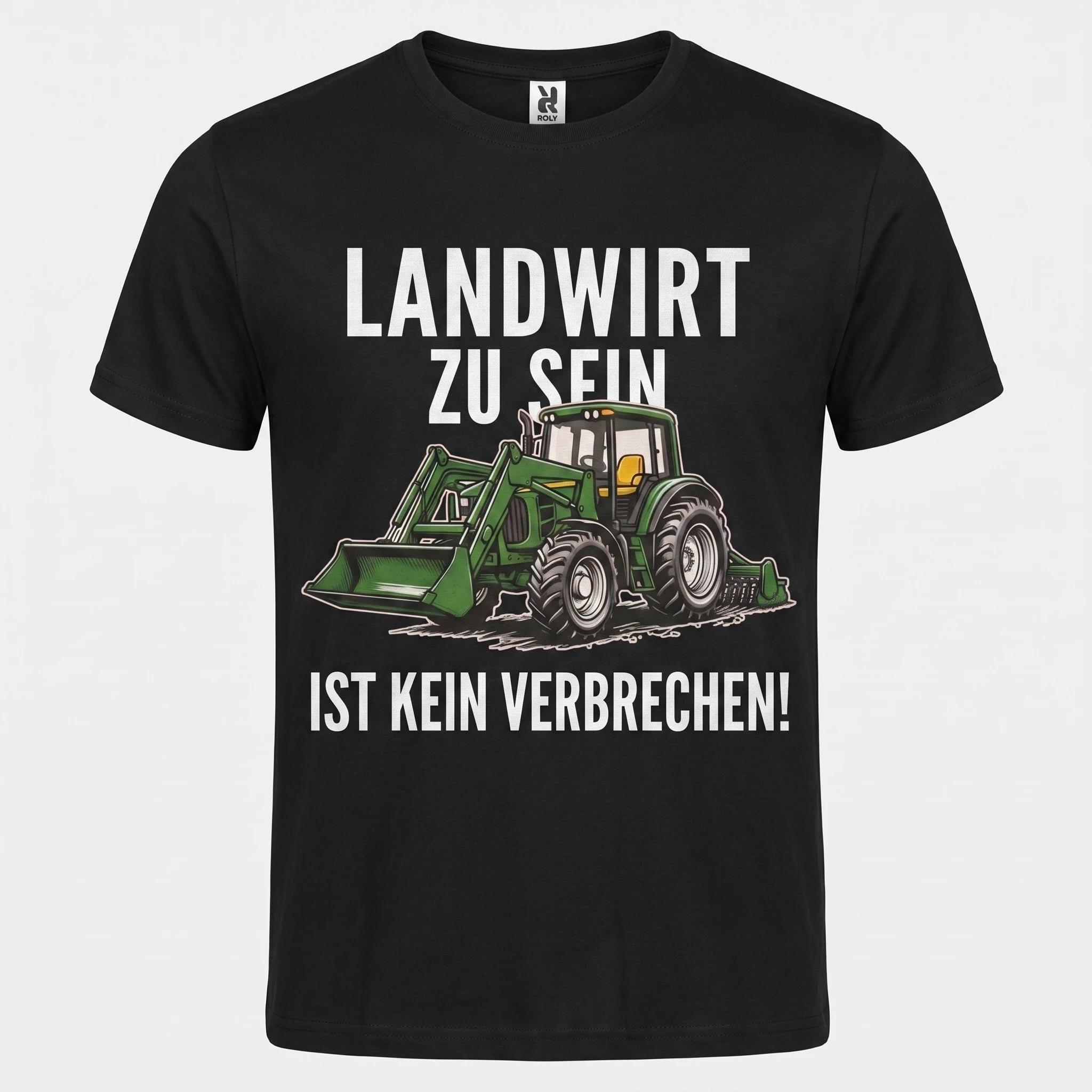 Camiseta negra de algodon organico con el lema Landwirt zu sein ist kein Verbrechen