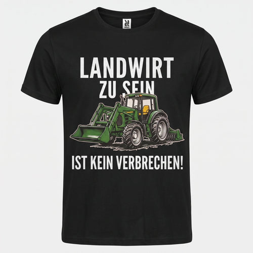 Camiseta negra de algodon organico con el lema Landwirt zu sein ist kein Verbrechen
