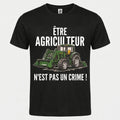 Camiseta negra de algodon organico con el lema Etre agriculteur n’est pas un crime